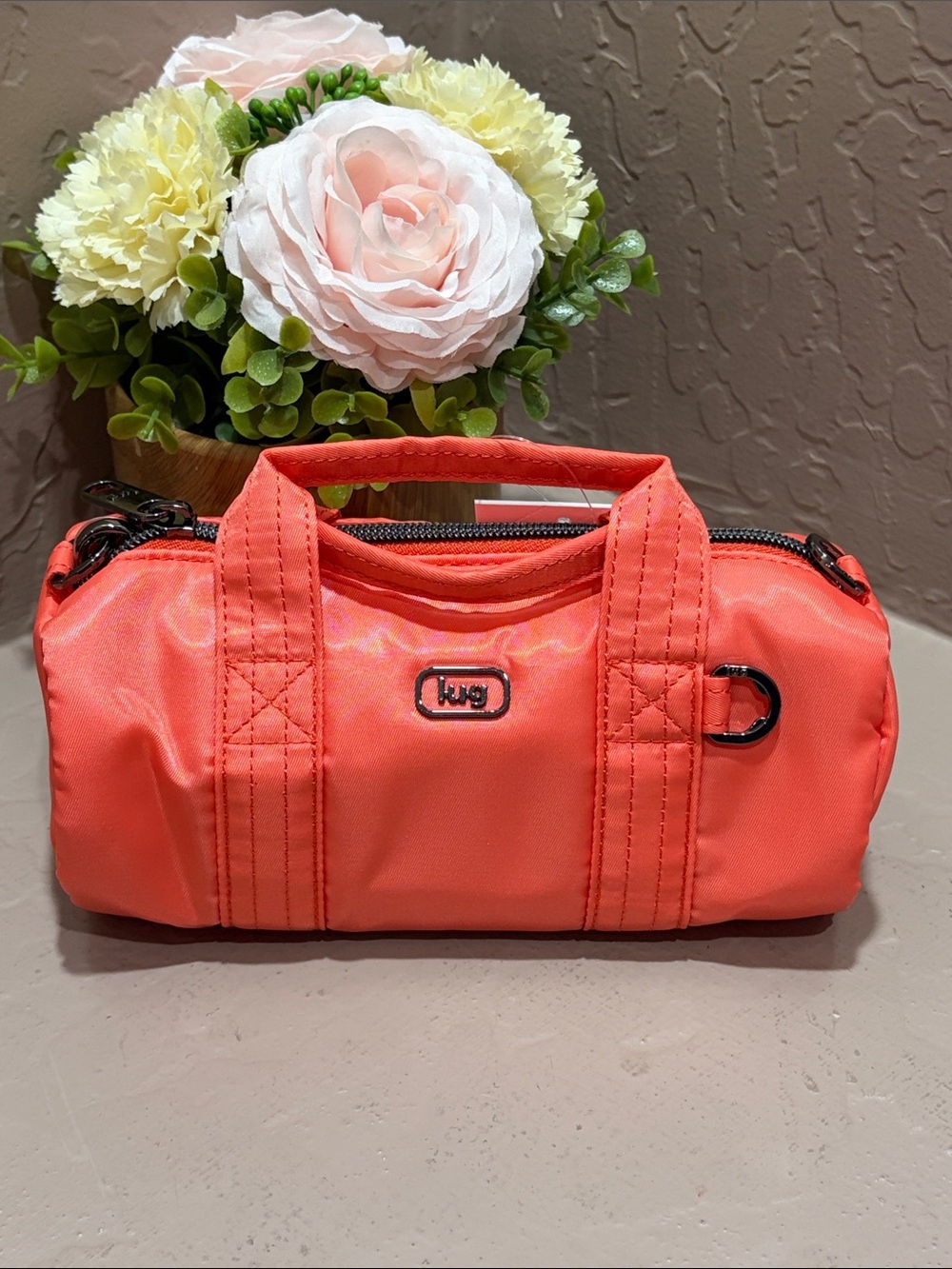 Lug Rallycar Mini Barrel Crossbody ~ Pink Grapefruit